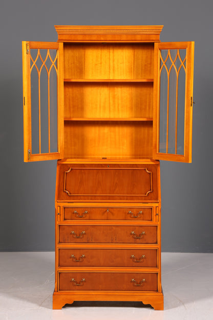 Wunderschöner Englischer Sekretär Büro Aufsatzsekretär Eibe Antik Stil Vitrinen Schrank UK