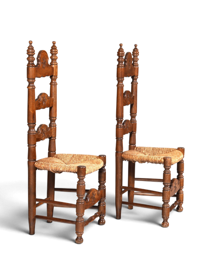 2x Wunderschöne Spanische Stühle Stuhl Set Rattan Rustikale Stühle Küchenstühle