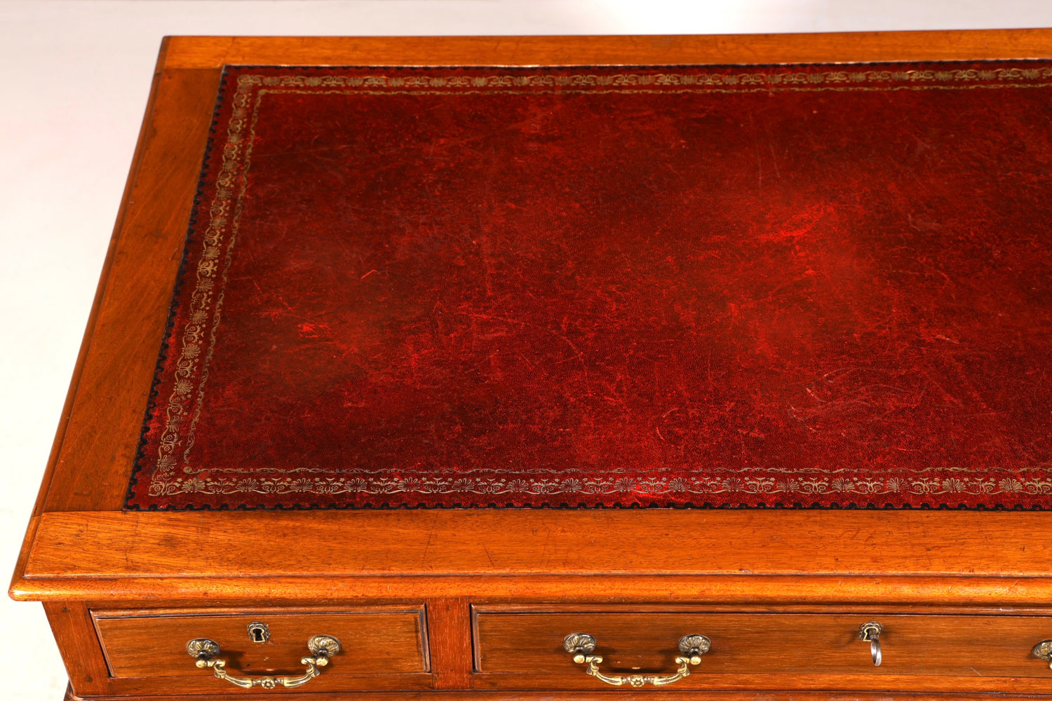 G362 Finish Wunderschöner Englischer Schreibtisch echt Lederauflage Bürotisch Antik Stil Office Desk (Kopie 2)