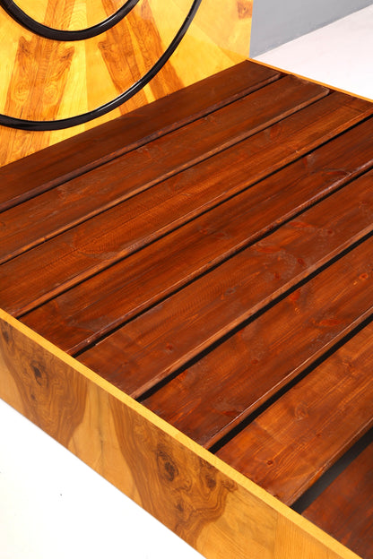 Außergewöhnliches Art Deco Stil Bettgestell "Sun" Birke Schlafzimmer Doppelbett Massivholz Handgefertigt
