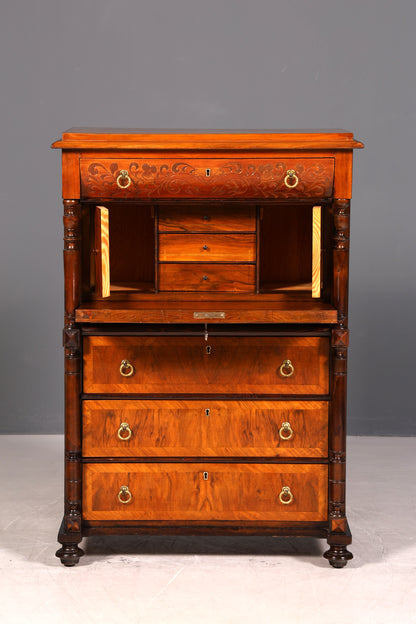 Eleganter Gründerzeit Sekretär Vertiko Highboard Louis Philippe Kommode Antik Schrank um 1880