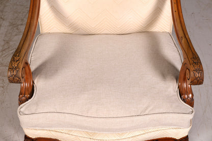 Elegant Louis Philippe Gründerzeit antique armchair with armrests and upholstery, 1 of 2
