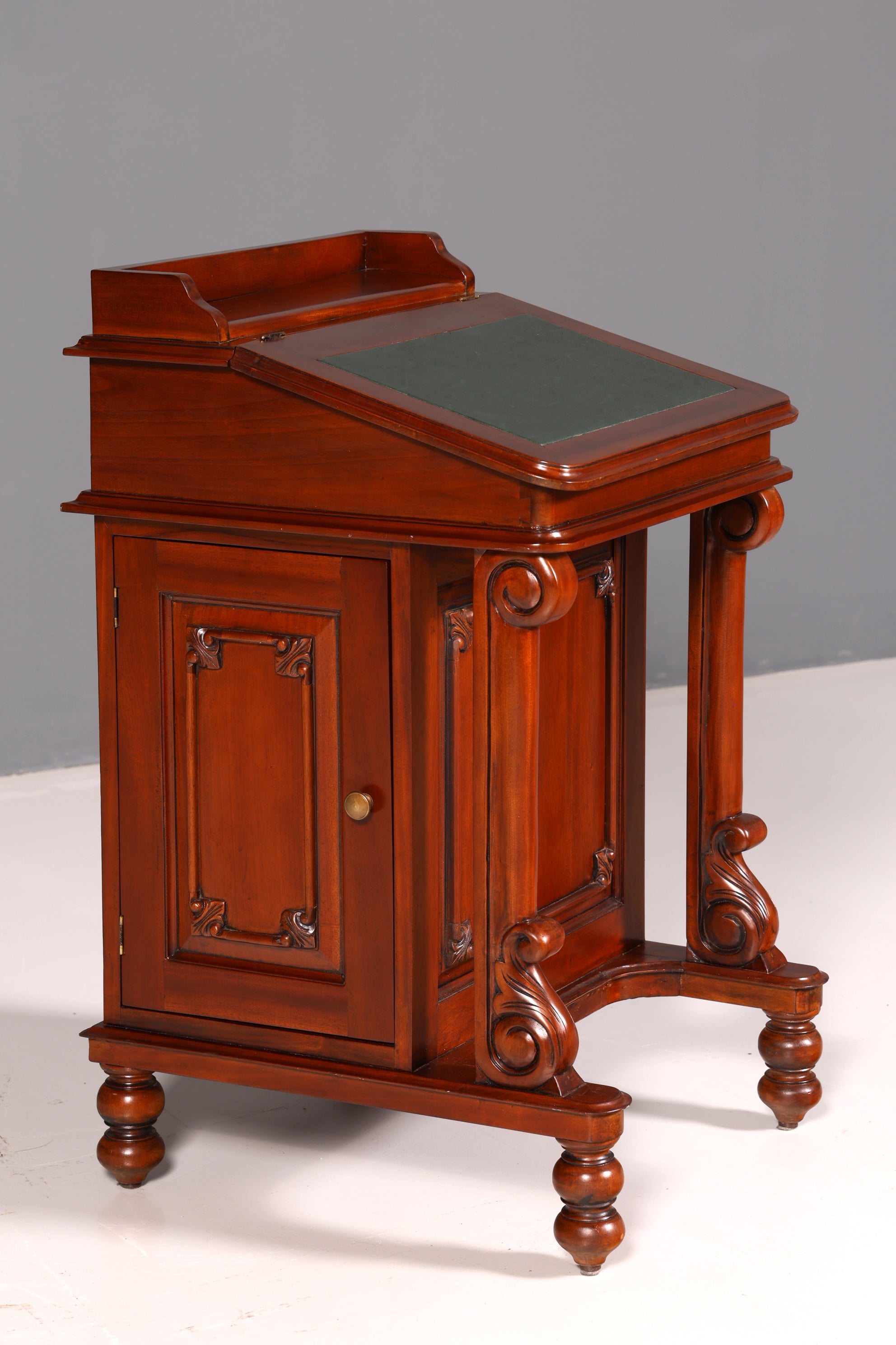 Beautiful English Davenport Writing Desk Secretary with Leather Inlay, Antique Vintage Chest of Drawers