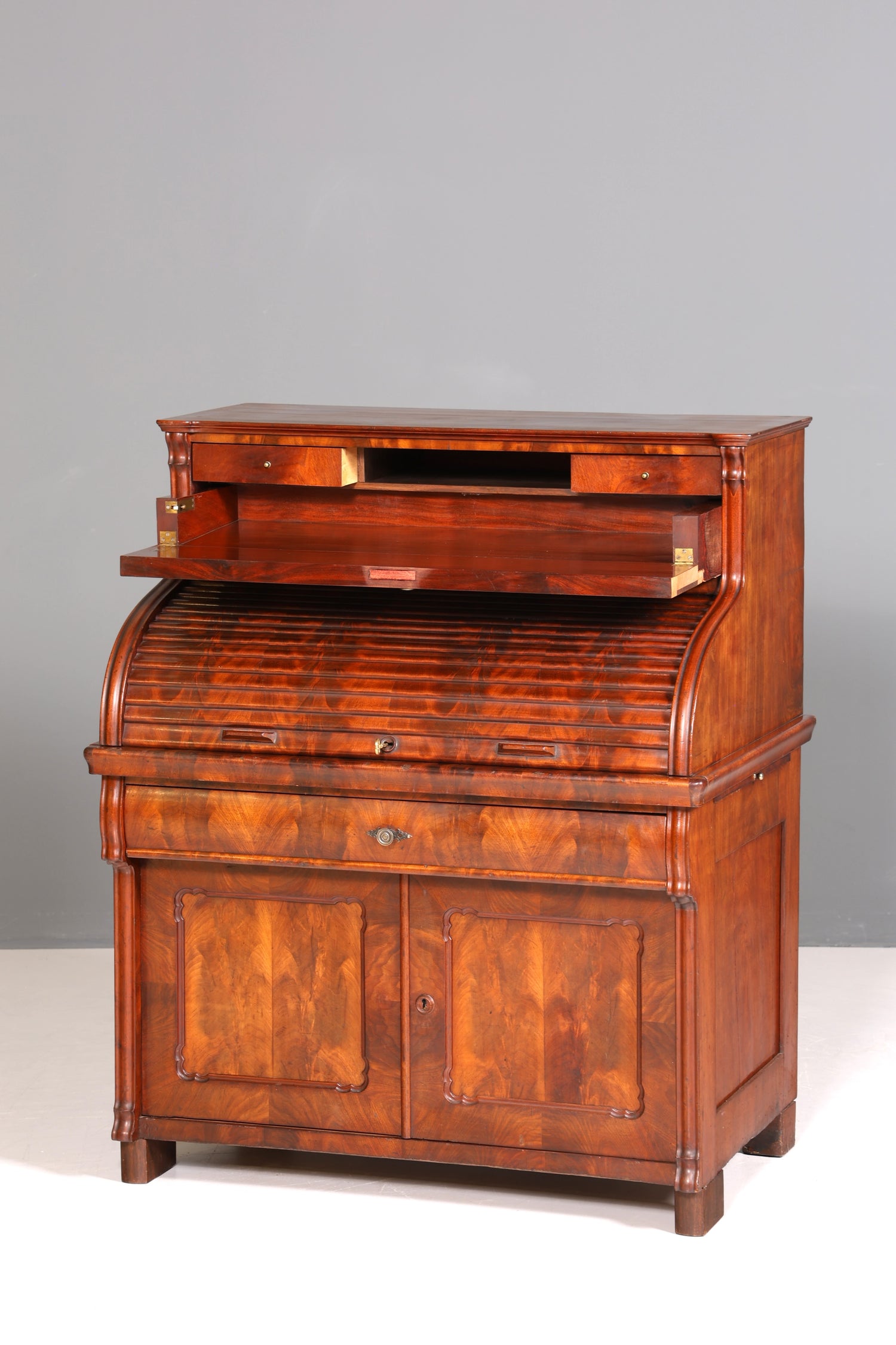 Beeindruckender Louis Philippe Sekretär Antik Rollladen Sekretär Nussbaum Schreibtisch Aufsatzsekretär