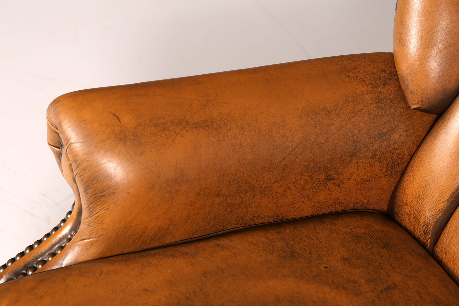 Original Chesterfield Ohrensessel Echtleder Englisch Herrensessel Ledersessel Weichleder Liegefunktion Antik Vintage