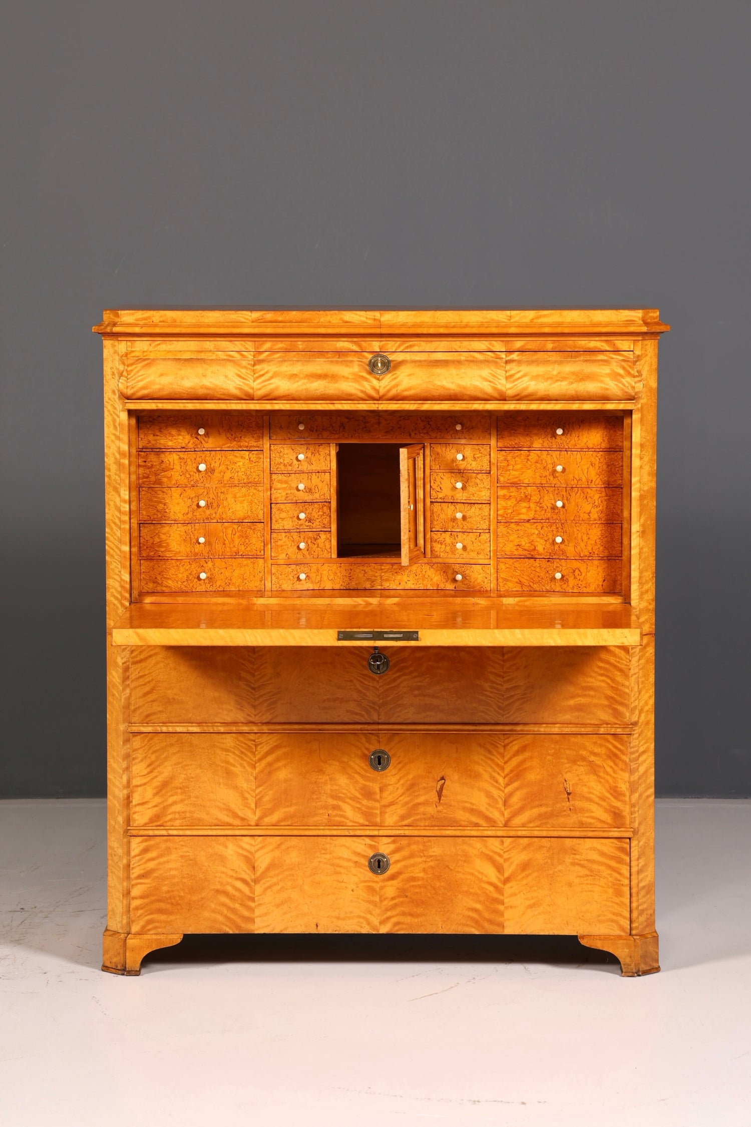 Beeindruckender Biedermeier Sekretär Vertiko Antik Kommode Office Schreibkommode Highboard