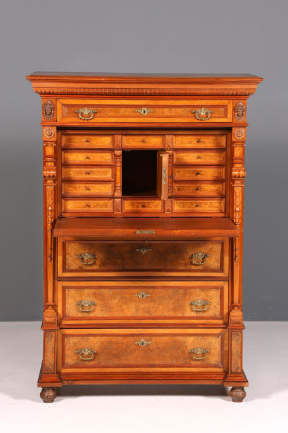 Beeindruckender Gründerzeit Sekretär Vertiko Highboard Louis Philippe Kommode um 1880