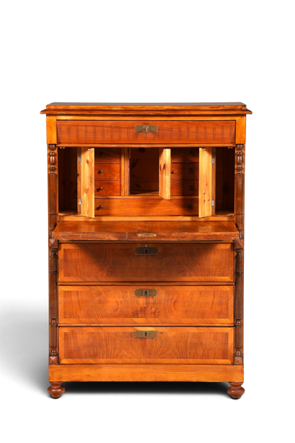 Hauptstadt Möblerei Gründerzeit Sekretär aus massivem Holz im Louis Philippe Stil mit Schubladen und Schreibklappe