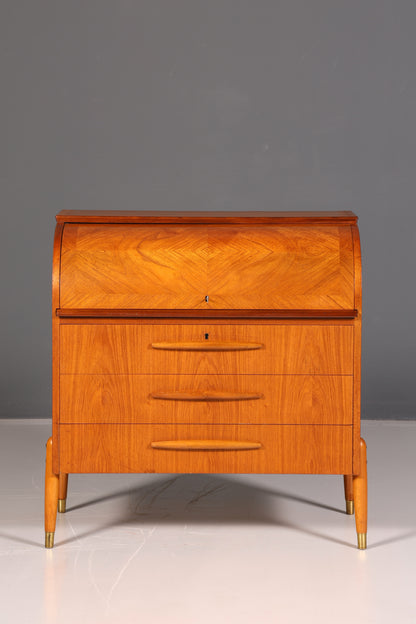 Wunderschöner Mid Century Rollladen Sekretär Schreibkommode Büro Schrank Vintage 60s Holz