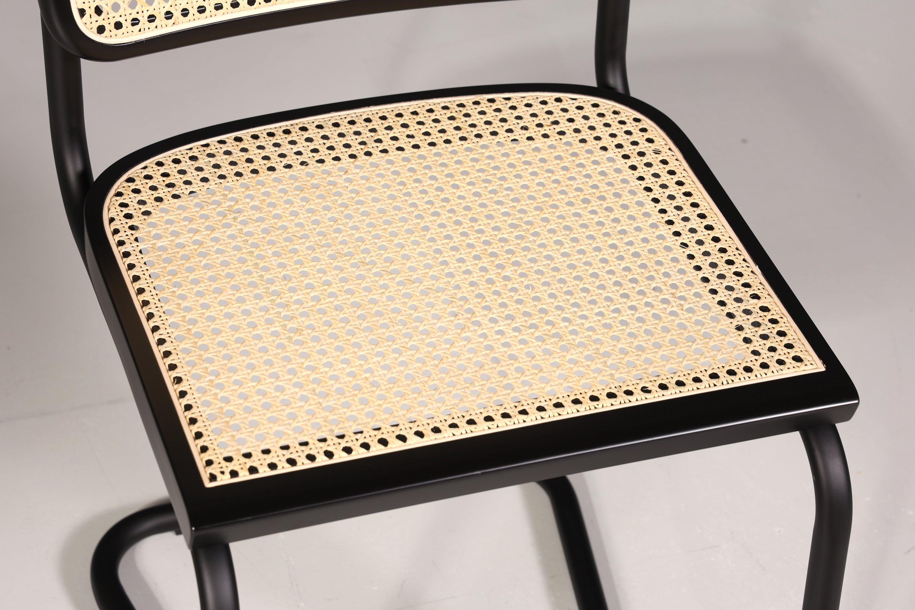 Freischwinger Stuhl &quot;Milano&quot; Made in Italy Schwarz Korbgeflecht Stuhl Wippstuhl Wiener Geflecht Küchenstuhl Sekretär Stuhl