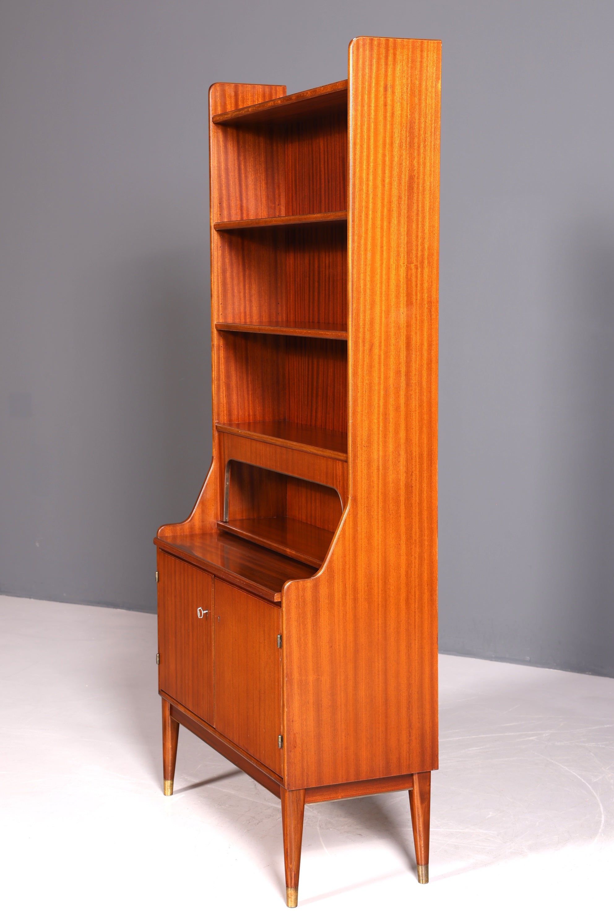 Wunderschöner Mid Century Schrank Bücherregal Vintage Sekretär Highboard Holz Regal