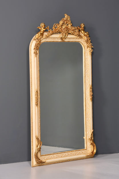 Stilvoller Prunk Barock Stil Standspiegel Antik Stil Gold Creme Ornament Flurspiegel Spiegel Wandspiegel