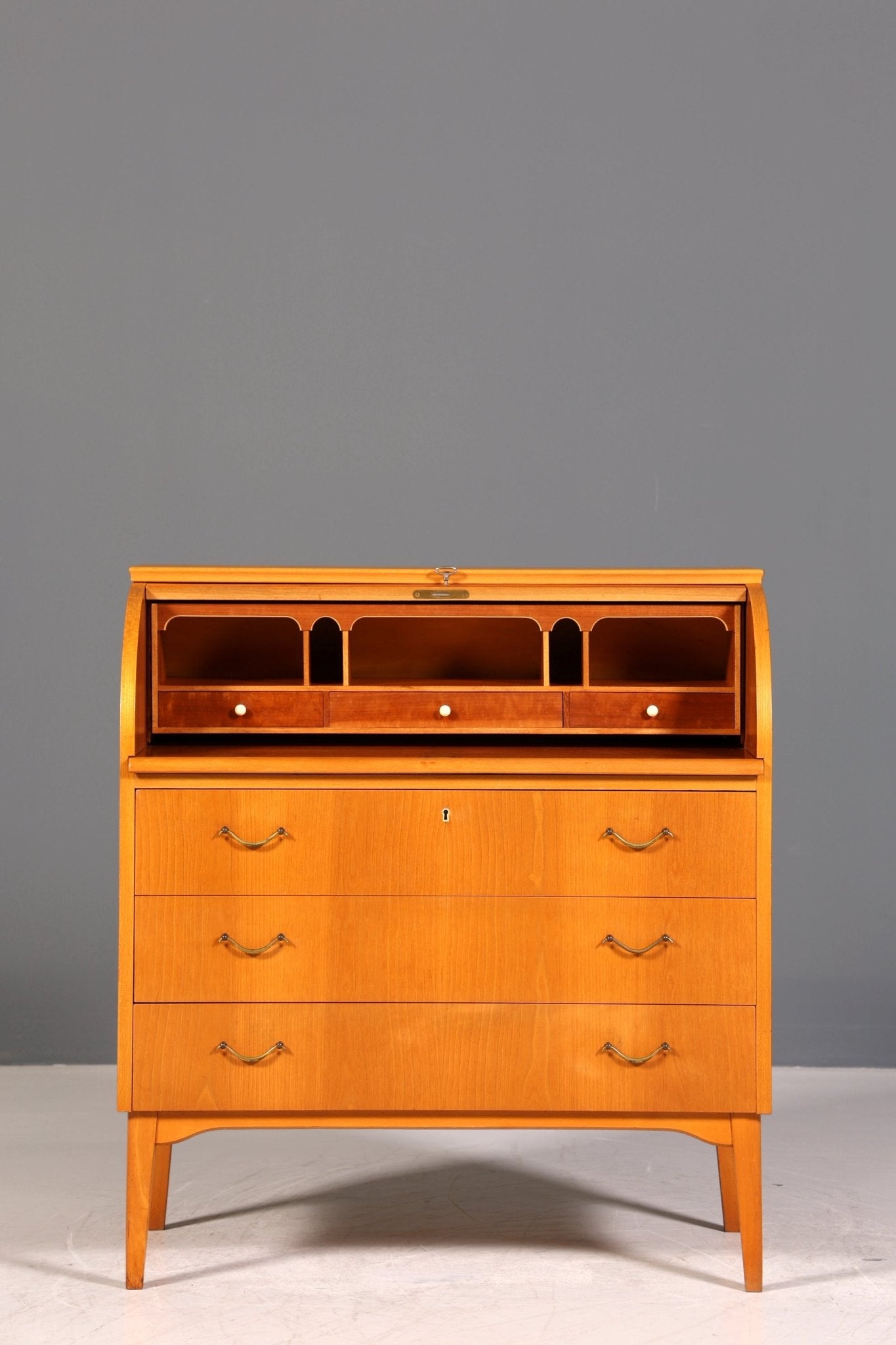 Wunderschöner Mid Century Rollladen Sekretär echt Holz Büro Schrank Vintage Schreibkommode