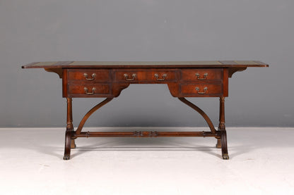 Wunderschöner Englischer Schreibtisch Regency Klappschreibtisch Echt Lederauflage Mahagoni 60s Bürotisch