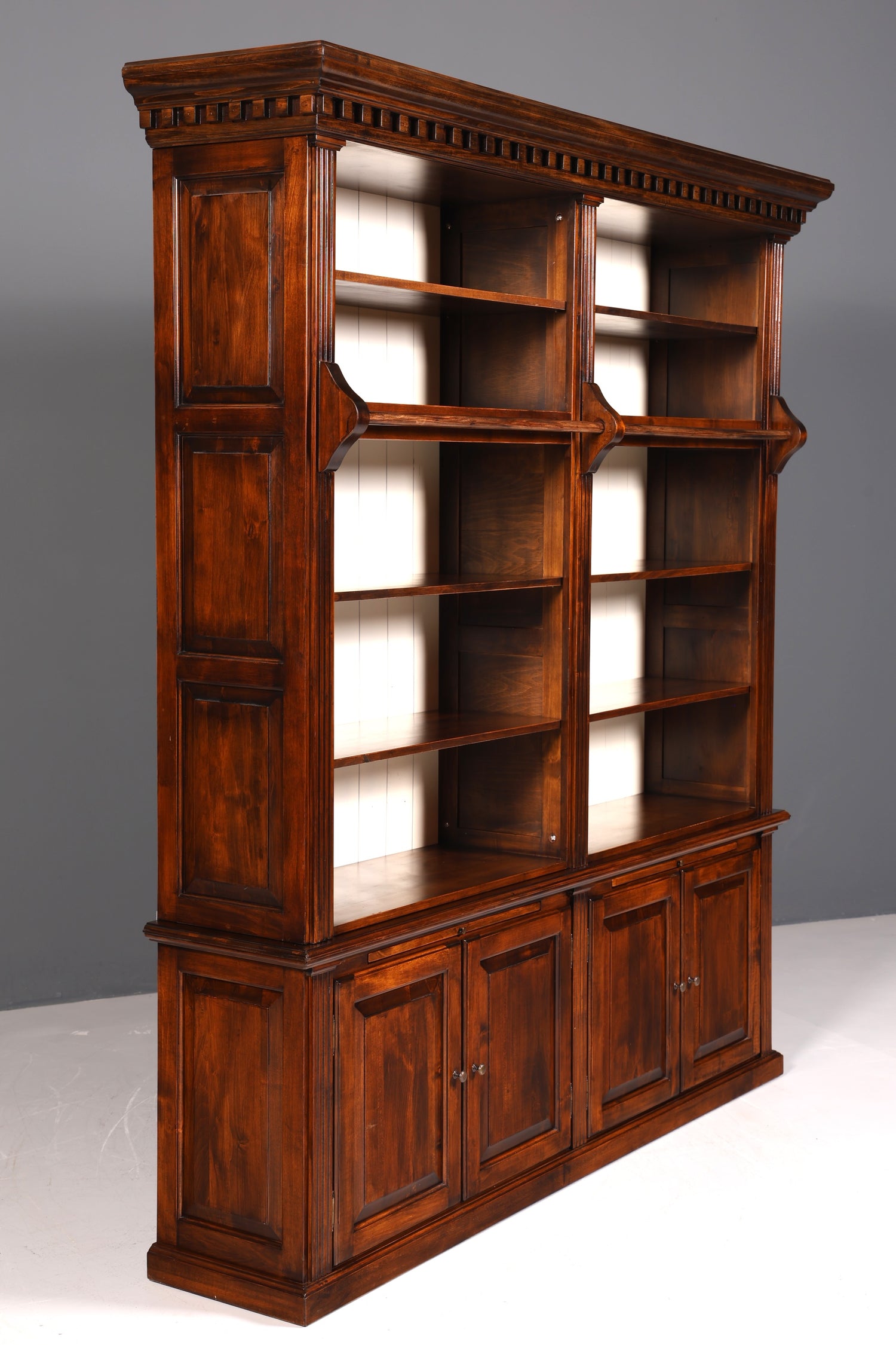 Traumhaftes massiv Holz Regal mit Leiter Kolonial Schrank Antik Stil Bücherregal Kommode Bibliothek