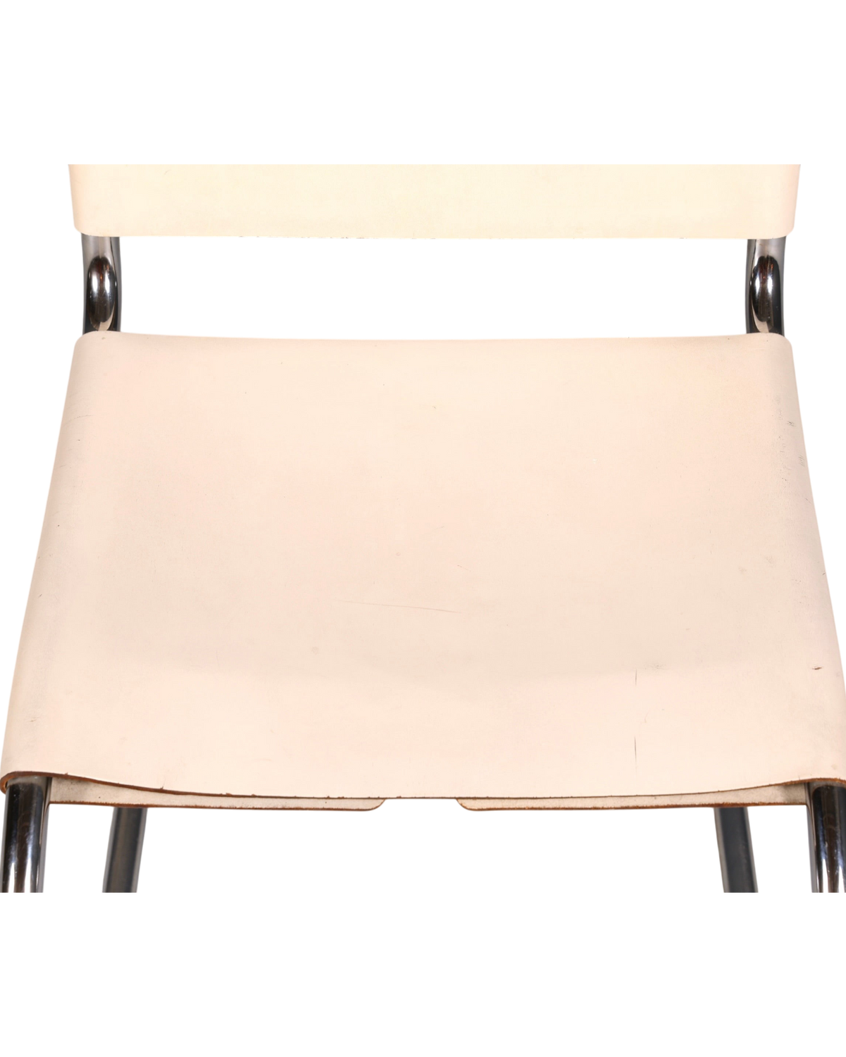 Hauptstadt Möblerei Knoll International MR Chair Freischwinger aus weißem Leder mit verchromtem Stahlrohrgestell