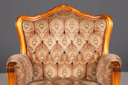 Edler Chippendale Armlehnsessel Barock Stil Sessel Armchair Samt Stoff Sessel 1 von 2