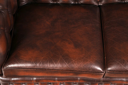 Beautiful Original Centurion Chesterfield 2-Seater Sofa, England, Genuine Leather Upholstered Sofa