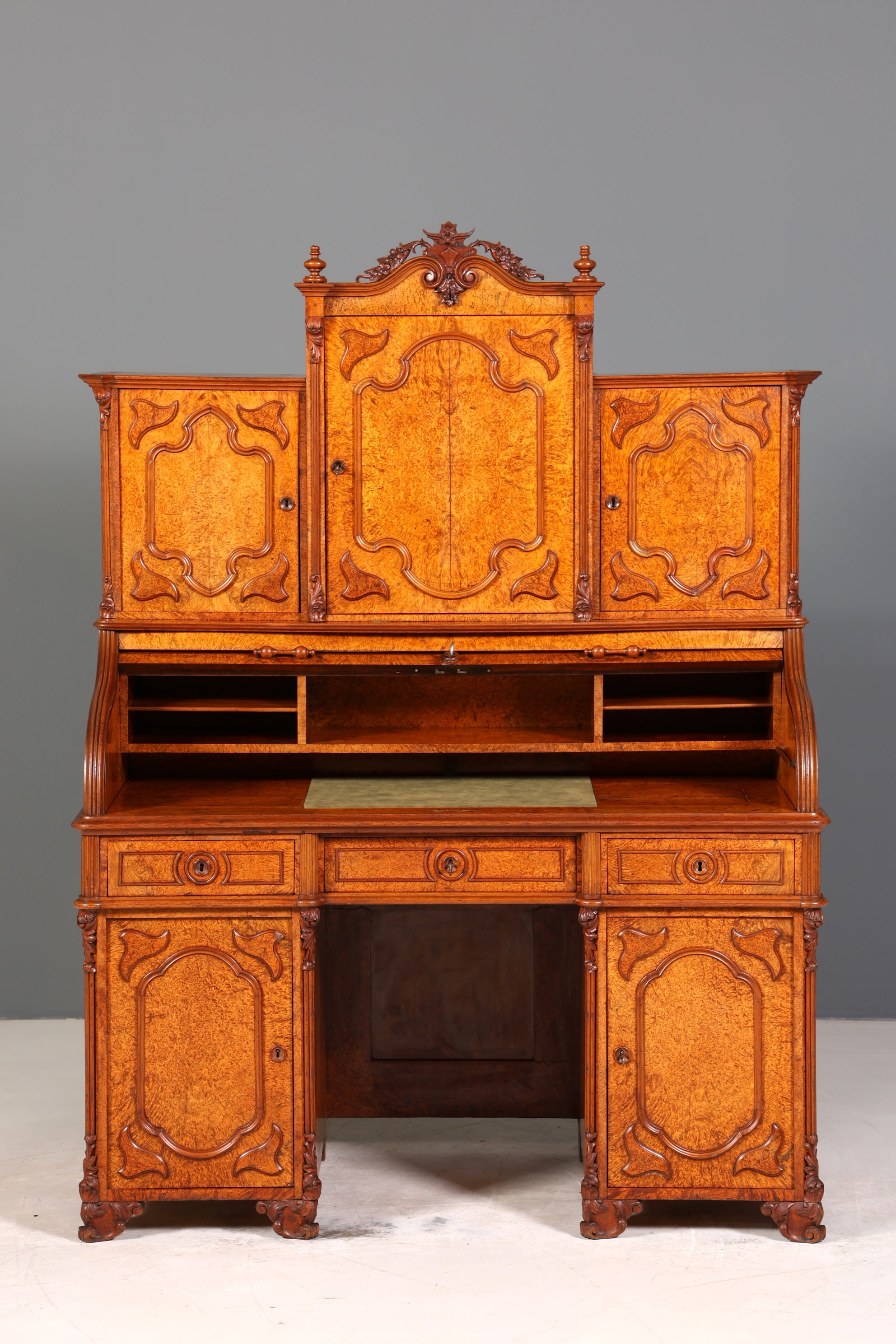 Beeindruckender Louis Philippe Sekretär Antik Rollladen Sekretär Schreibtisch Nussbaum Aufsatzsekretär