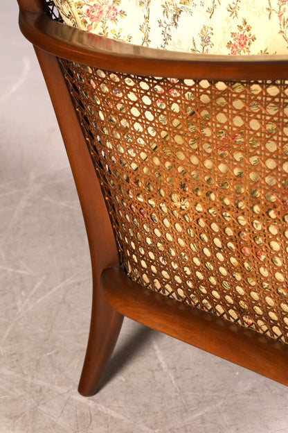 Traumhafter Chippendale Sessel Antik 60s Korbgeflecht Relax Sessel Vintage Samt Stoff 2 von 2