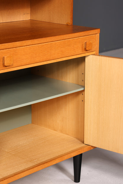 F895 Finish Traumhaftes Mid Century Regal echt Holz Schrank Danish Design Retro Kommode Vintage Bücherregal 60er Jahre