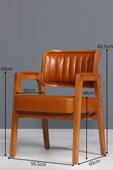 Edler Armlehnstuhl "LIMA" Cognac Esszimmerstuhl mit Korbgeflecht Polsterstuhl Armlehnstuhl Sekretär Stuhl