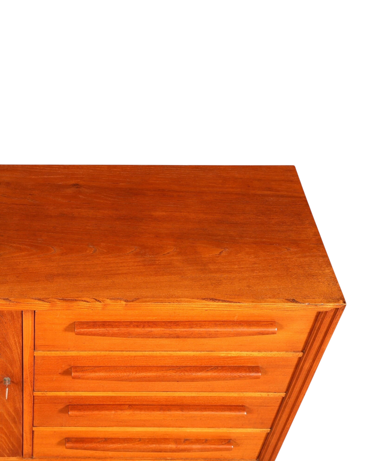 Hauptstadt Möblerei Mid Century Sideboard aus Echtholz mit vier Schubladen in warmer Holzoptik