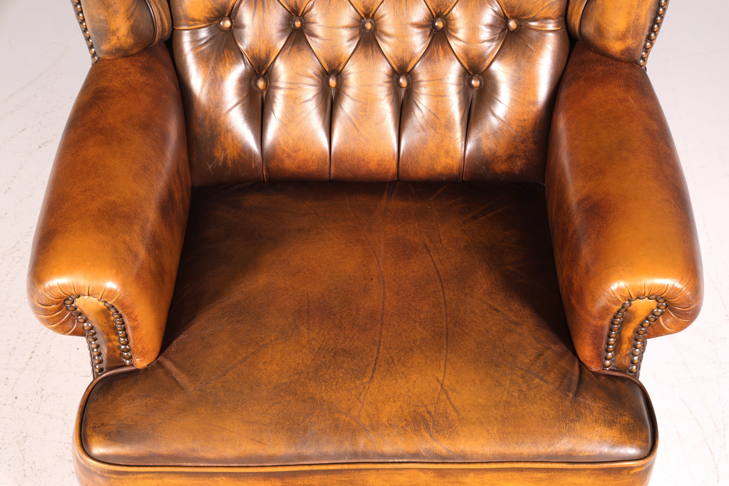 Original Chesterfield Ohrenbacken Sessel Englisch Leder Herrensessel UK Armlehnsessel