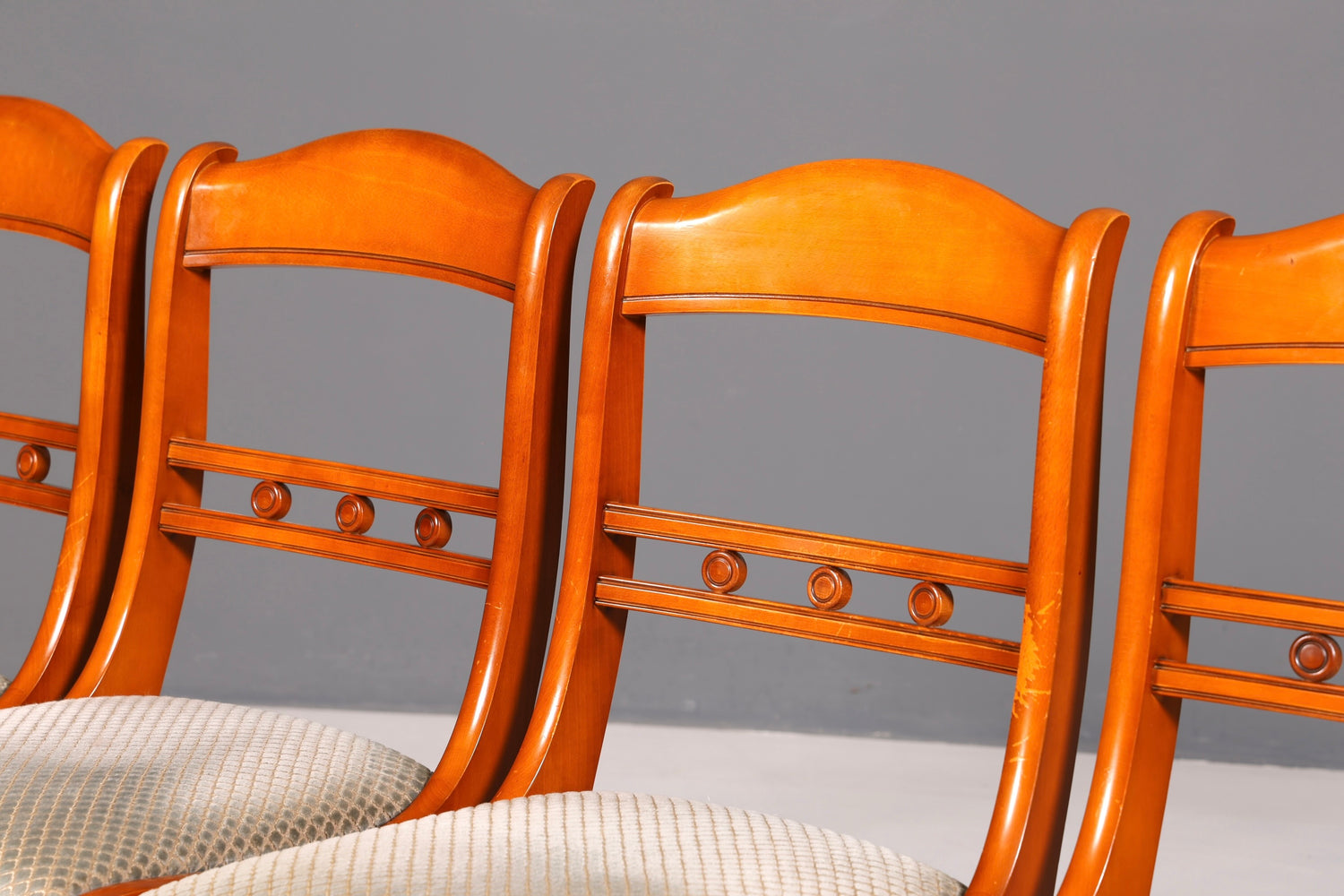 4x Englische Stühle Set Regency Dining Chairs Antik Esszimmerstühle Küchenstühle Stuhlset Vintage 60er