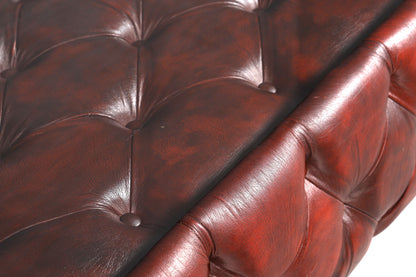 Traumhafter Chesterfield Tisch Englischer Couchtisch echt Leder Englisch Oxblood Lounge Table