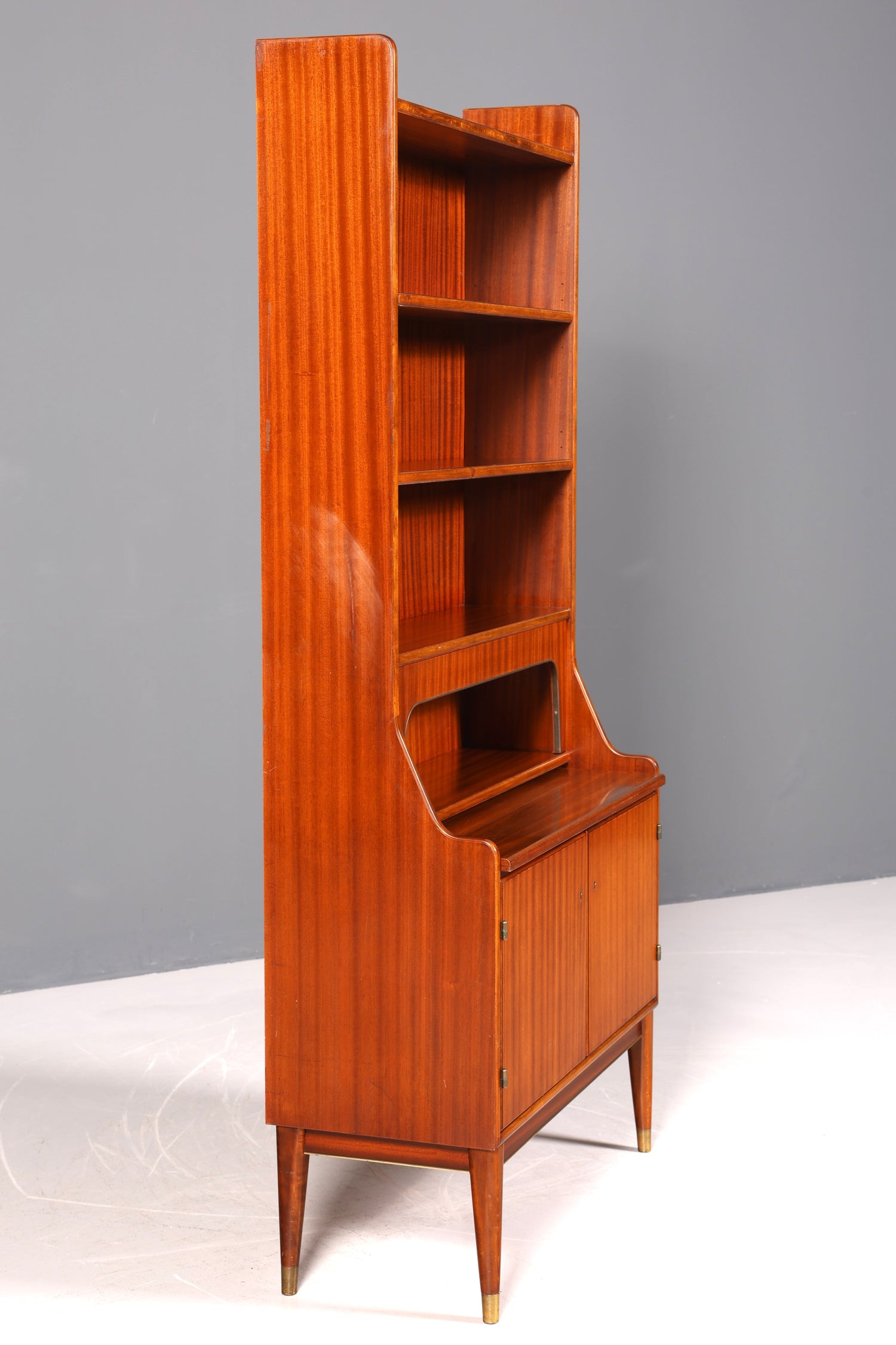Wunderschöner Mid Century Schrank Bücherregal Vintage Sekretär Highboard Holz Regal