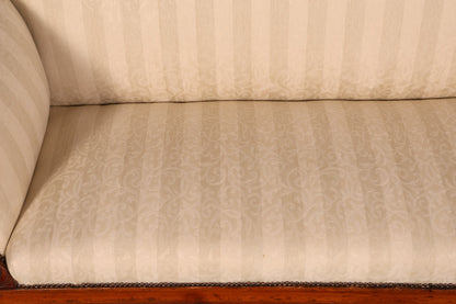 Beautiful Original Biedermeier Sofa Antique Louis Philippe Couch 3-seater Cream Striped Upholstered Sofa Récamier
