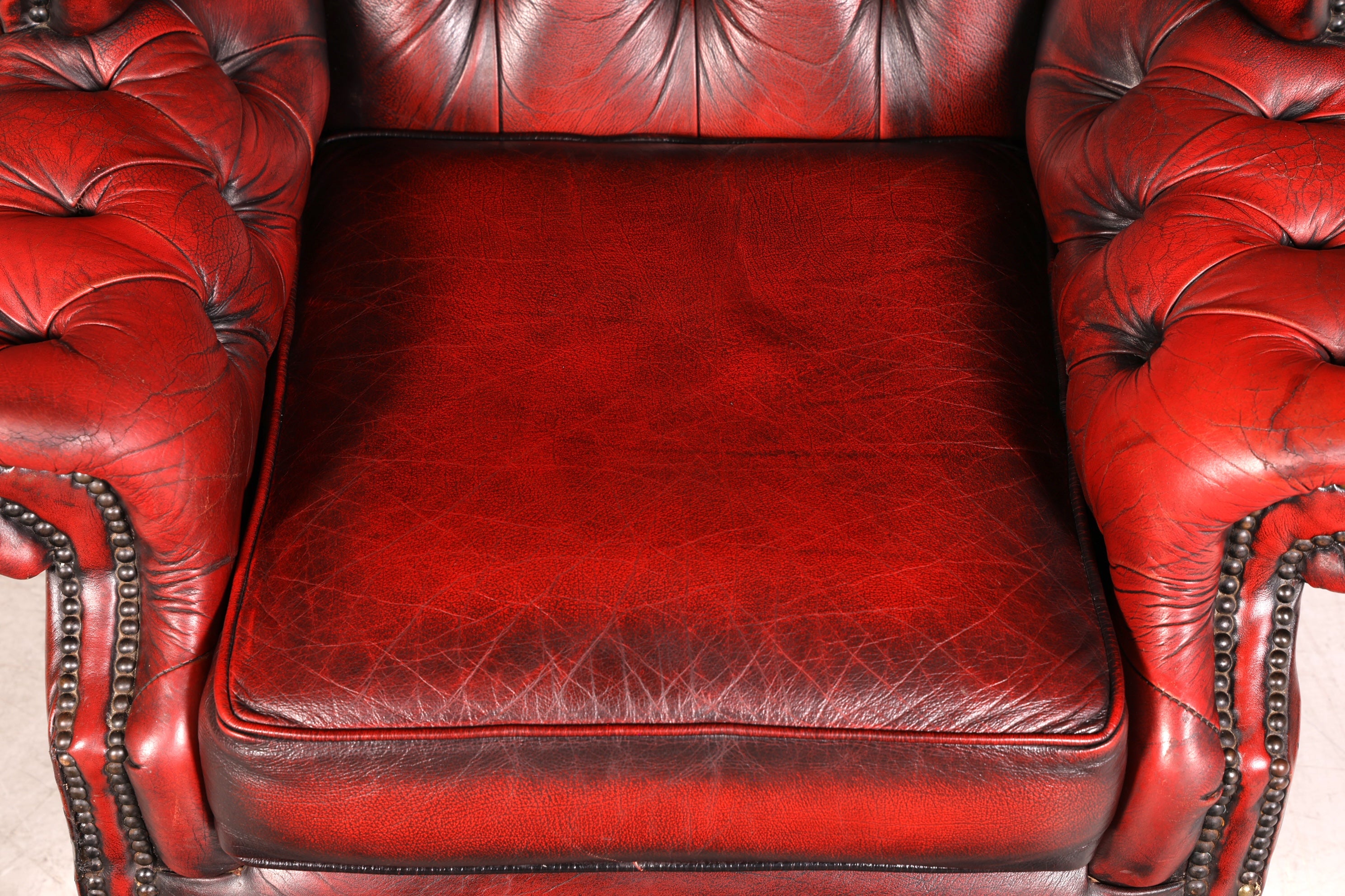 Original Chesterfield Ohrenbacken Sessel Queen Anne Englisch Oxblood Leder Herrensessel UK Armlehnsessel 2 von 2