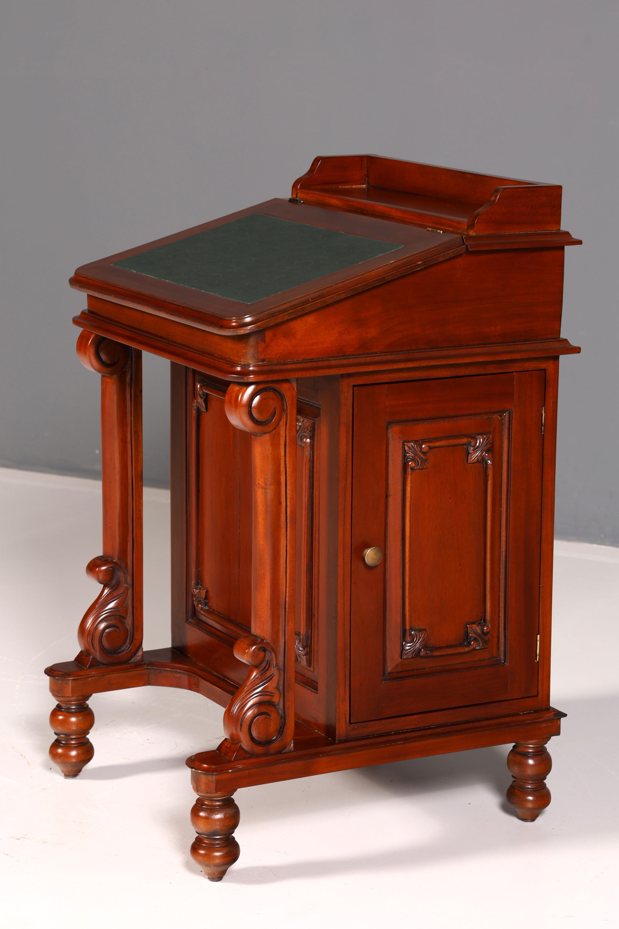 Beautiful English Davenport Writing Desk Secretary with Leather Inlay, Antique Vintage Chest of Drawers