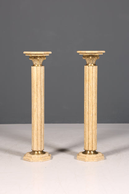 Wunderschöne Barock Stil Säule Louis XV Marmor Blumensäule Naturstein Beige Sockel Ablage 1 von 2