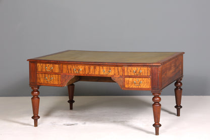 Wunderschöner Englischer XXL Schreibtisch Englisch Partner Desk Leder Auflage Antik Stil Bürotisch Office Desk