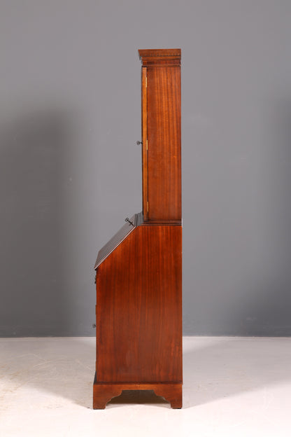 Wunderschöner Englischer Aufsatzsekretär Sekretär Bücherschrank Vitrine Antik Mahagoni Büro Schreibschrank UK