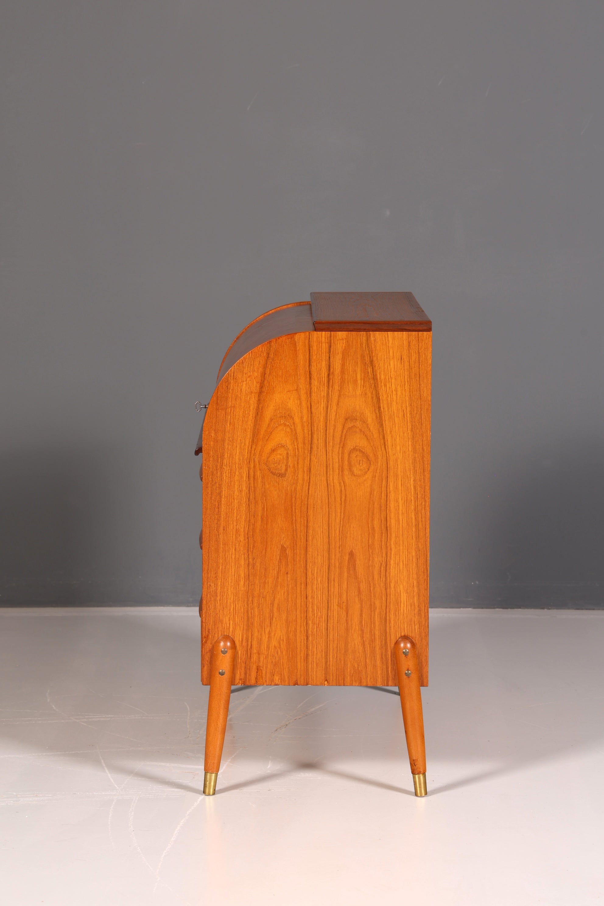 Wunderschöner Mid Century Rollladen Sekretär Schreibkommode Büro Schrank Vintage 60s Holz