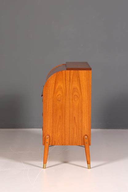 Wunderschöner Mid Century Rollladen Sekretär Schreibkommode Büro Schrank Vintage 60s Holz