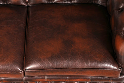 Beautiful Original Centurion Chesterfield 2-Seater Sofa, England, Genuine Leather Upholstered Sofa