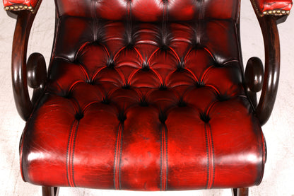 Stilvoller Original Chesterfield Schaukelstuhl Oxblood Englischer Armlehnsessel Echt Leder Englisch Schwingsessel Herrensessel UK