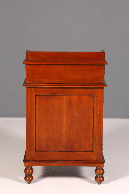 Beautiful English Davenport Writing Desk Secretary with Leather Inlay, Antique Vintage Chest of Drawers