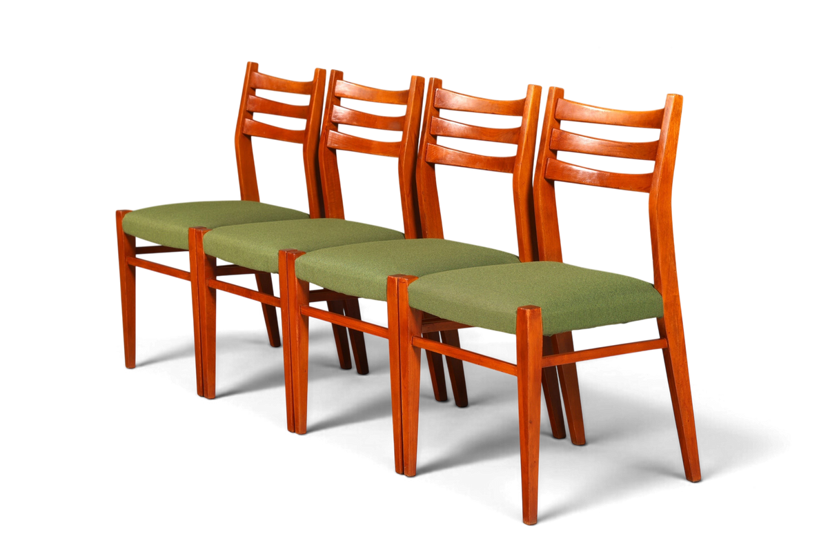 4x Mid Century Teak Holz Stühle Made in Denmark Retro Stuhlset Danish Design Vintage Küchenstühle