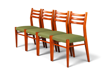 4x Mid Century Teak Holz Stühle Made in Denmark Retro Stuhlset Danish Design Vintage Küchenstühle