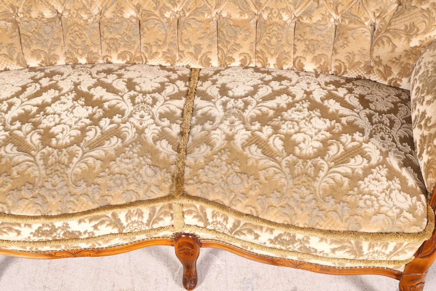 Wunderschönes Chippendale Sofa Barock Stil Couch Samt Stoff 3 Sitzer Antik Vintage