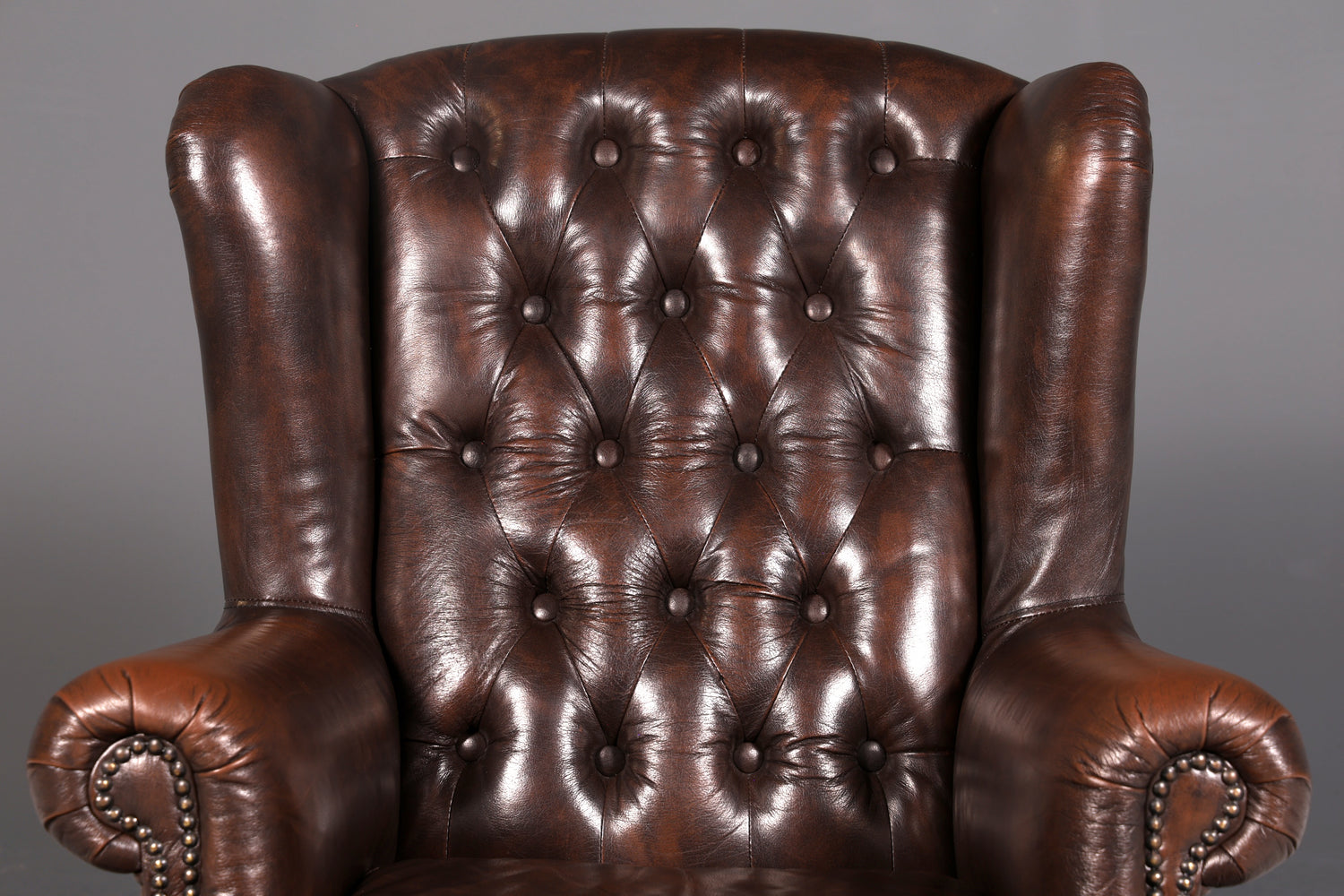 Wunderschöner Original Chesterfield Ohrenbackensessel Echt Leder Englisch Herrensessel Brauner Armlehnsessel UK Relaxsessel