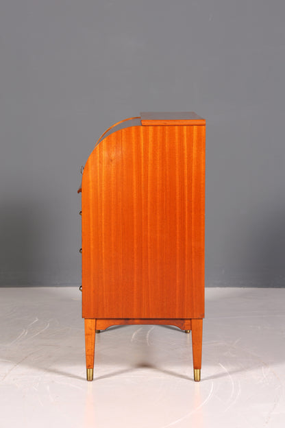 F880 Finish cm Wunderschöner Mid Century Rollladen Sekretär Danish Design Teak Holz Schreibkommode 60er Jahre