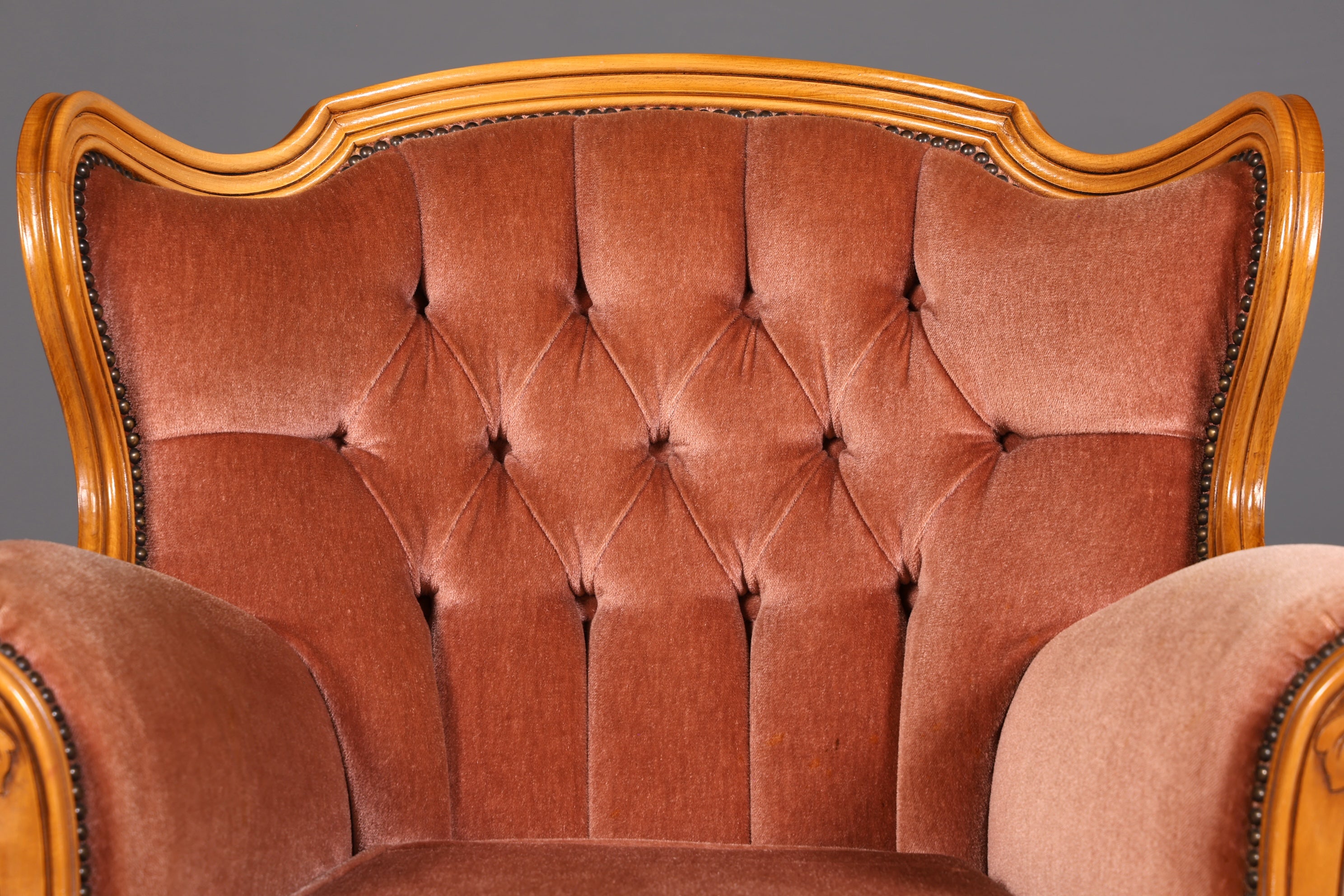 Noble Chippendale Armchair Baroque Style Velvet Fabric Armchair Rococo Antique 1 of 4