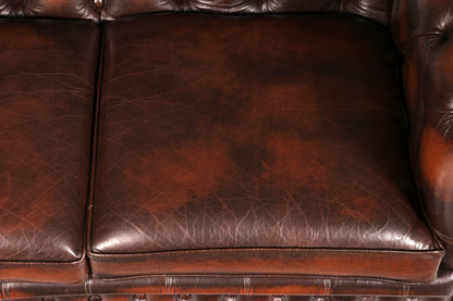 Beautiful Original Centurion Chesterfield 2-Seater Sofa, England, Genuine Leather Upholstered Sofa