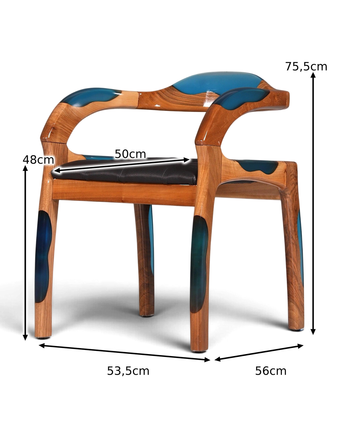Epoxy armchair "Arnson Plus Blue" epoxy resin armchair solid walnut secretary chair 
